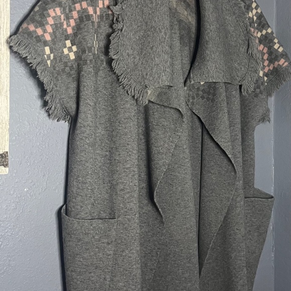 THML Fringe Trim Open Cardigan Sweater Women’s Large Oversized Cozy Slouchy - Picture 6 of 10